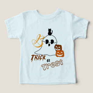 Camiseta Trick Or Treat Boo com Gato Atrás e Abóbora