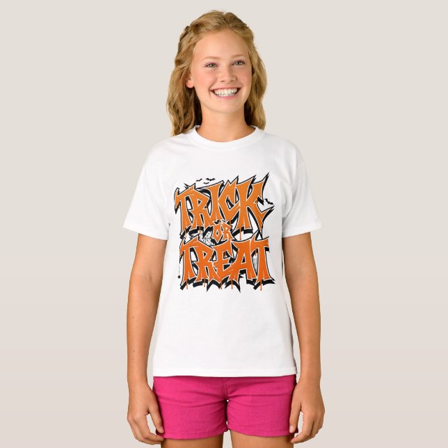 Camiseta Trick Or Treat Grafite (Frente Completa)