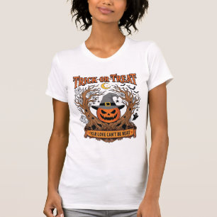 Camiseta Trick Or Treat Halloween Abóbora Chapéu de Bruxa A