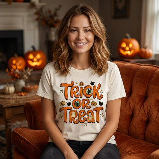 Camiseta Trick Or Treat Halloween Retrô