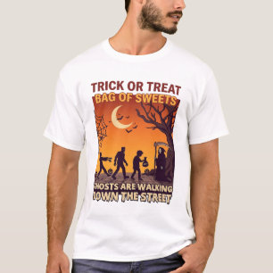 Camiseta Trick Or Treat Halloween Zumbis Ceifador Abóboras