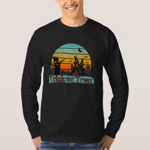 Camiseta Trick or Treat Olhar Retro Vintage Assustador Casa