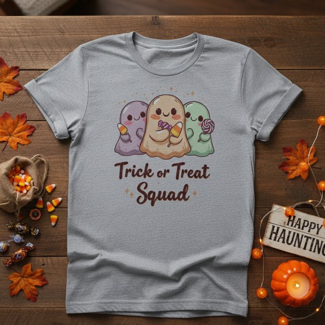 Camiseta Trick or Treat Squad – Cute Kawaii Ghost Halloween (Criador carregado)