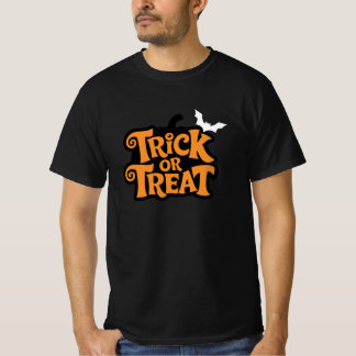 Camiseta Trick Or Treat Tipografia Laranja Morcego Hallowee