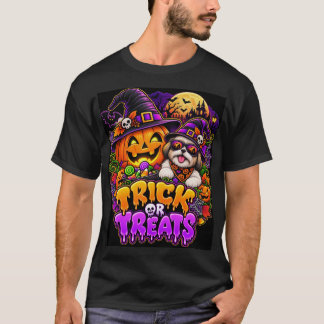 Camiseta Trick Or Treats Abóbora Cachorro Halloween