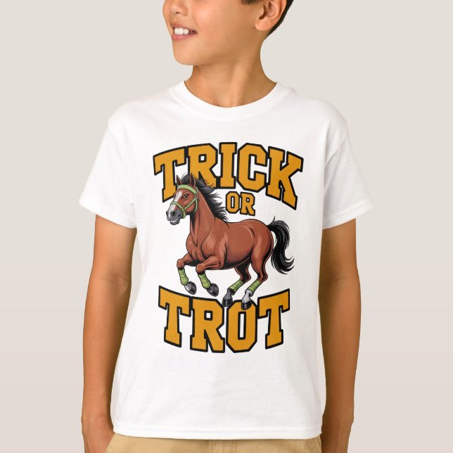 Camiseta Trick or Trot Horse Design for Equestrian Fans (Frente)