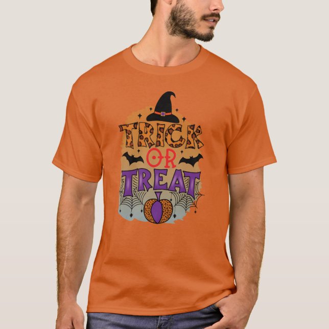 Camiseta Trick Orreat Pumpkin Halloween engraçado (Frente)