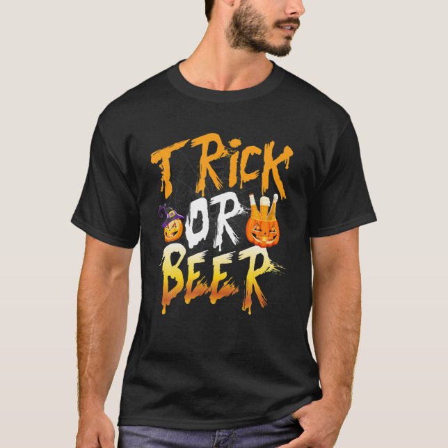 Camiseta Trick Ou Bebida Halloween Pumpkin Costume Álcool M (Frente)