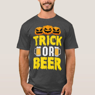 Camiseta Trick Ou Beer Pumpkin Bebendo Cerveja Engraçado Ha