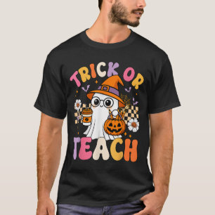 Camiseta Trick Ou Ensine Café Fantasma Cute Pumpkins Hallow