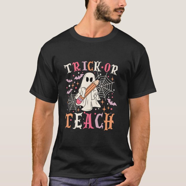 Camiseta Trick Ou Ensino Retro Professor Professor Hallowee (Frente)