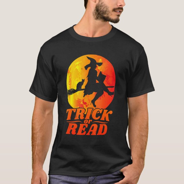 Camiseta Trick Ou Read Librarian Halloween Bruxeen Bruxe Ca (Frente)