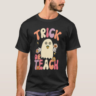 Camiseta Trick ou Teach Cute Ghosts Halloween Retro Floral