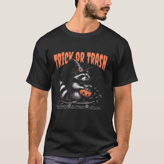 Camiseta Trick Ou Trash Raccoon Halloween Spookkin Ra (Frente)