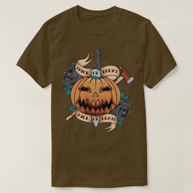 Camiseta Trick ou trata TShirt clássico (Frente do Design)