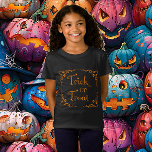 Camiseta Trick ou Tratamento Laranja de Abóbora Halloween