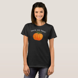 Camiseta Trick ou Tratar Abóbora de Halloween Caqueira