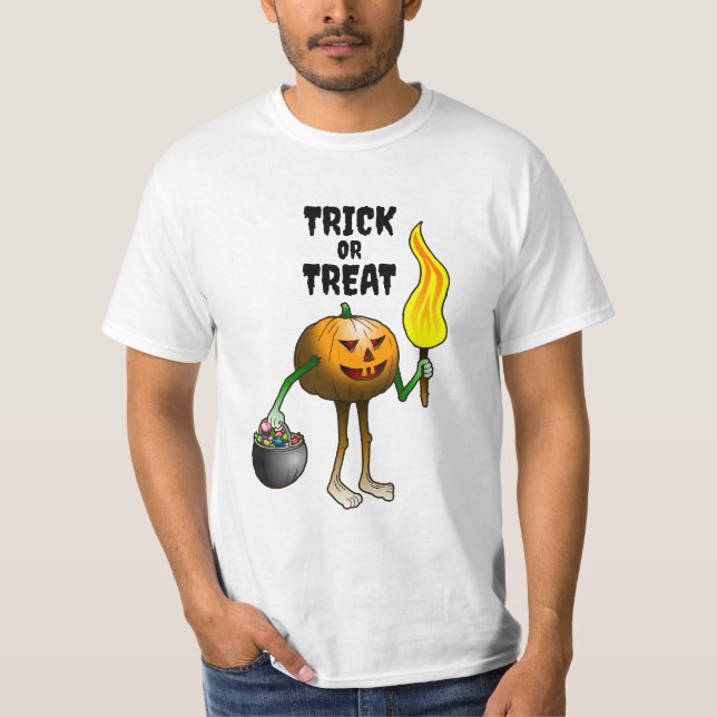 Camiseta Trick ou Tratar Abóbora do Halloween (Frente)