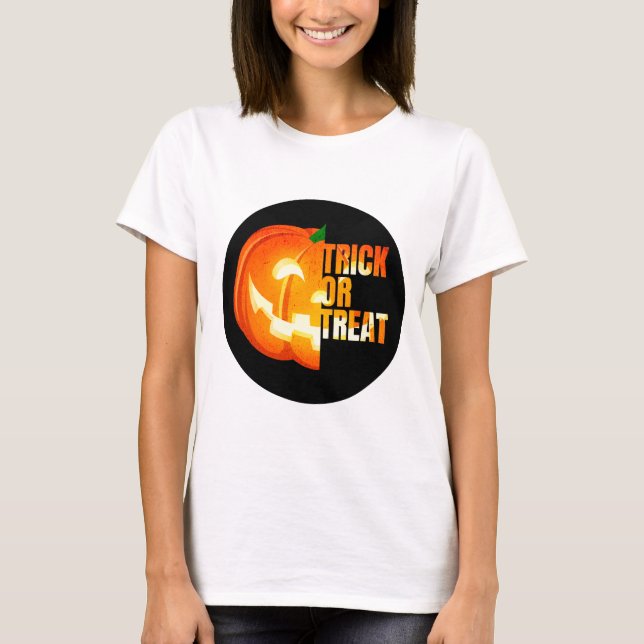 Camiseta Trick ou Tratar Abóbora do Halloween (Frente)