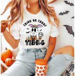 Camiseta Trick ou Tratar as Vibes Retro Ghost Candy Hallowe