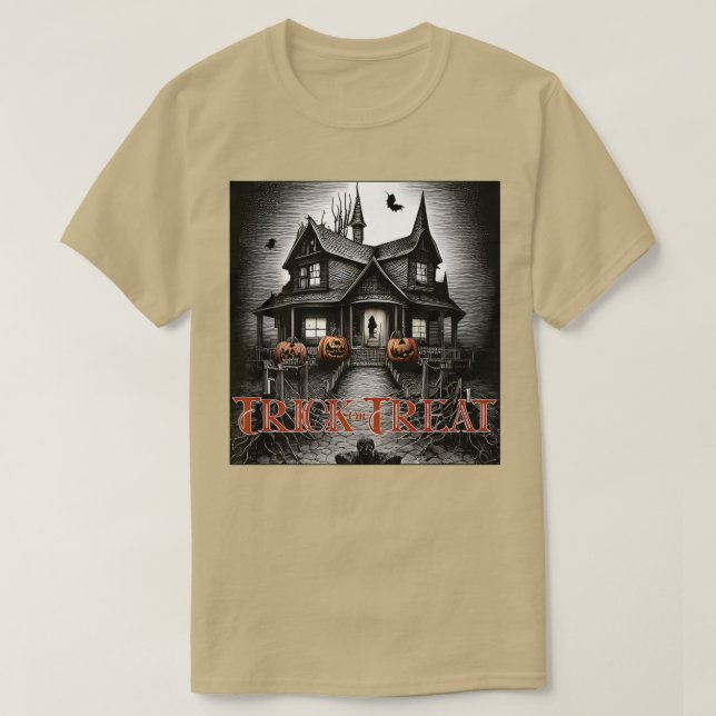 Camiseta Trick ou Tratar Casa Assombrada com JackoLant (Frente do Design)