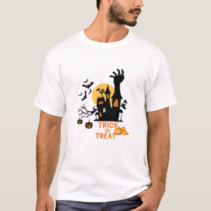 Camiseta Trick ou Tratar Casa Assombrada e Halloween Zombie
