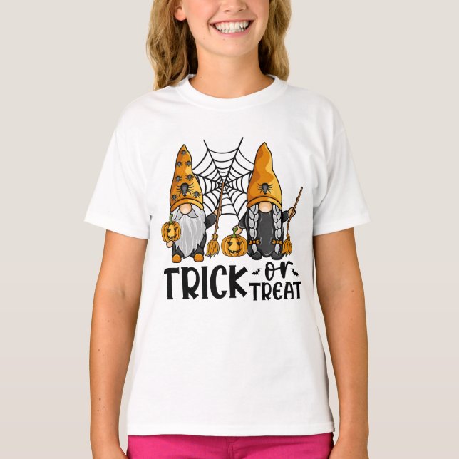 Camiseta Trick Ou Tratar Gnomos De Halloween (Frente)