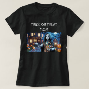 Camiseta Trick ou Tratar o Robô da IA da mãe com Pumpkins &