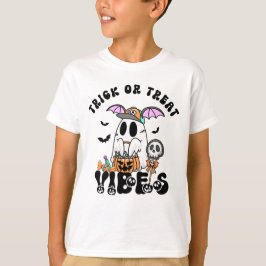 Camiseta Trick ou Tratar Vibes em Cuta Crianças Fantasmas