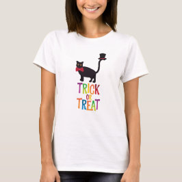 Camiseta Trick ou trate o Dia das Bruxas de Gato Negro