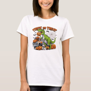 Camiseta Trick ou Treat Dinossaur Halloween T Shirt