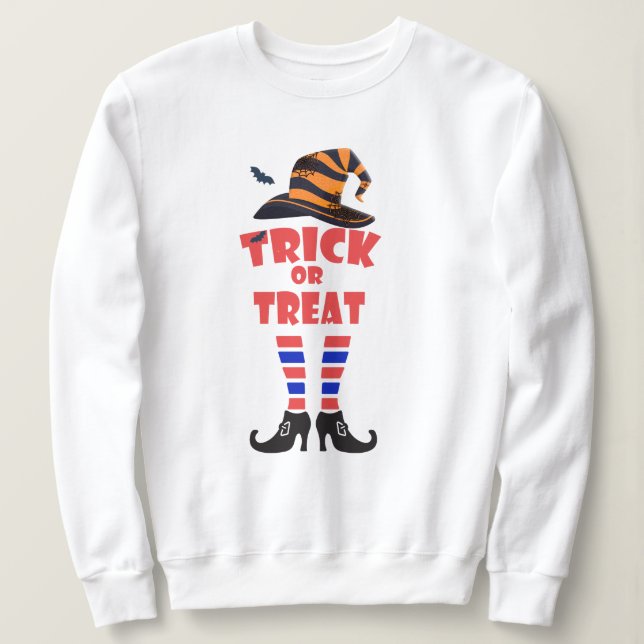 Camiseta Trick ou Treat Halloween, Orange Text Witte Letter (Frente do Design)