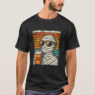 Camiseta Trick ou Treat Mummy Hipster Latão Dia de as Bruxa