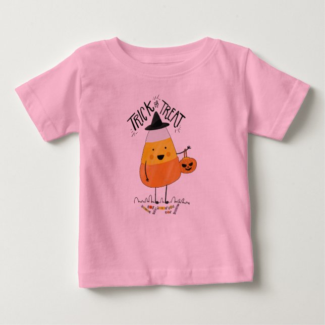 Camiseta Trick ou Treine o Dia das Bruxas de Milho Doce | R (Frente)