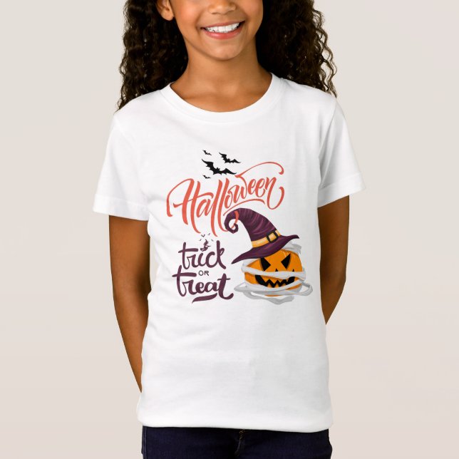 Camiseta Trick ou Treine o Figurino Feliz de Halloween para (Frente)