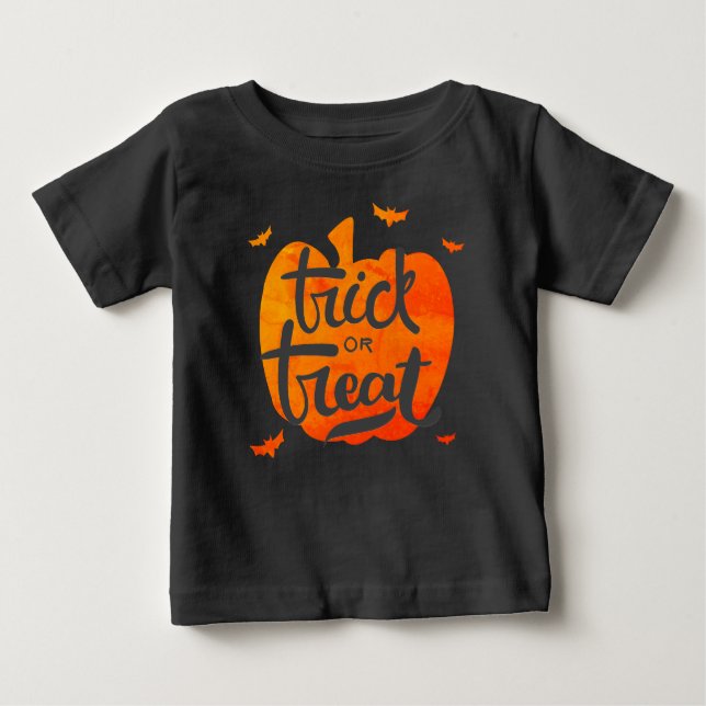 Camiseta Trick ou Treine Pumpkin Halloween Toddler (Frente)