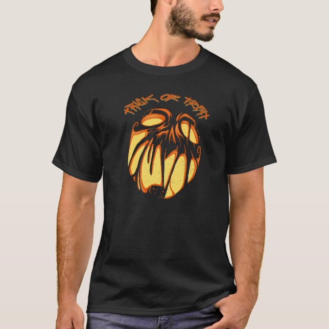 Camiseta Trick R Trete Cute Jack O'lantern Halloween Pumpk (Frente)