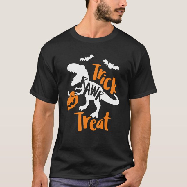 Camiseta Trick Rawr Tratar O Truque De Halloween Ou Tratar  (Frente)