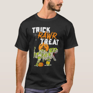 Camiseta Trick Rawr Tratar T Rex Dinossaur Mummy Boys Engra