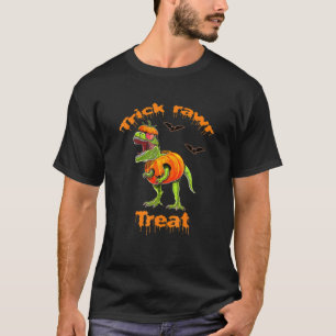 Camiseta Trick Rawr Treat Dinossaur Pumpkin Dia de as Bruxa
