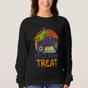 Camiseta Trick Rawr Treat Dinossauro Caminhão Monstro Hallo