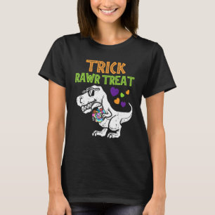 Camiseta Trick Rawr Treat Dinossauro Trex Menino Festa de H