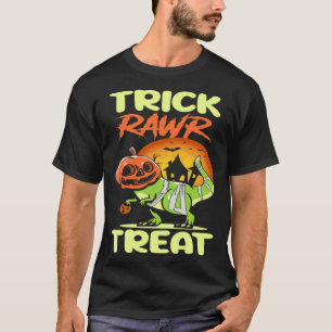 Camiseta Trick Rawr Treat Halloween Rex Dinosaur Ghost Boys
