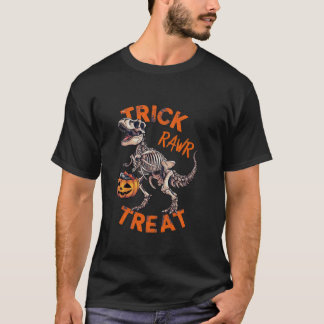 Camiseta Trick Rawr Treat Skeleton T Rex Dinosarus Hallowee