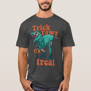 Camiseta Trick Rawr Treat Skeleton Zombie T Rex Halloween D