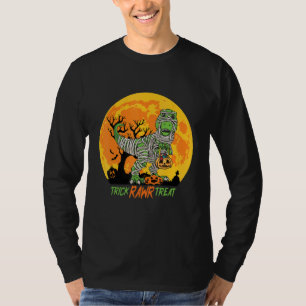 Camiseta Trick Rawr Treat T Rex Dinossaur Mummy Boys Hallow