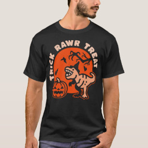 Camiseta Trick Rawr Treat Witat Halloween Dinossaur TRex Di