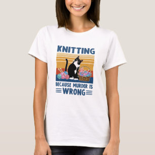 Camiseta tricô porque assassinato é errado, gato preto, e