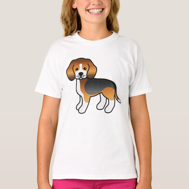Camiseta Tricolor Beagle Cute Cartoon Dog (Frente)