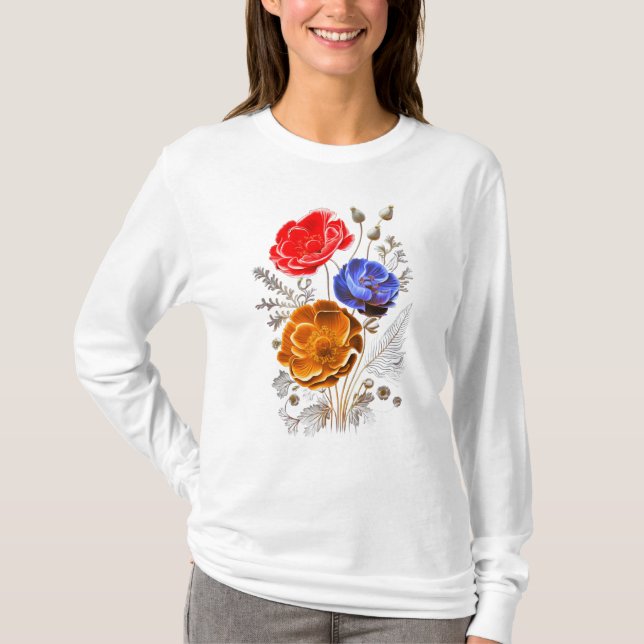 Camiseta Tricolor Flowers (Frente)